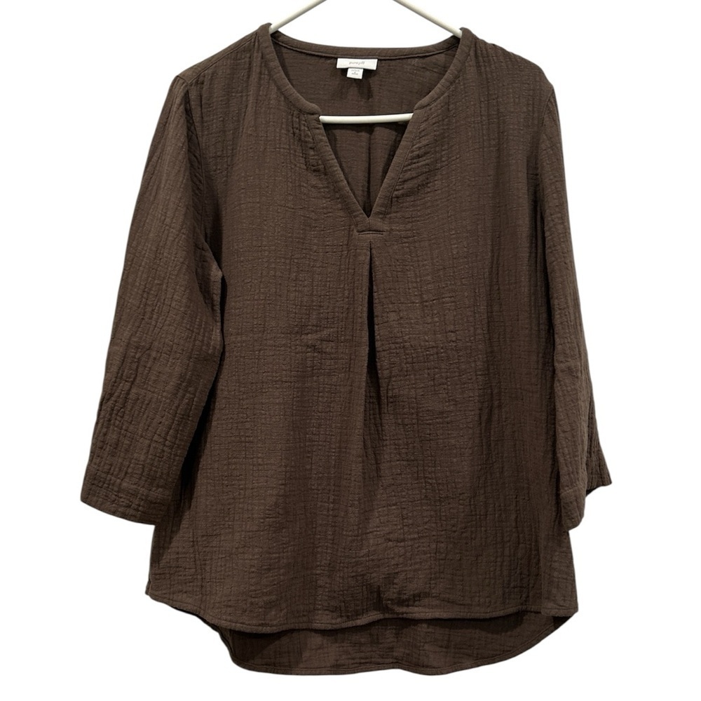 Pure Jill Brown V-Neck Women's Top